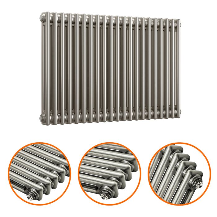 600 x 1013mm Raw Metal Lacquered Horizontal Traditional 2 Column Radiator