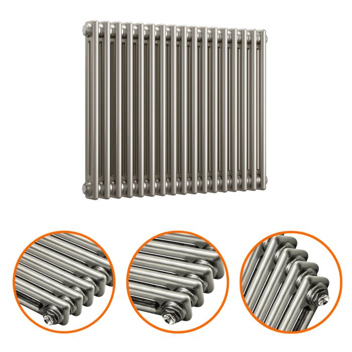 600 x 788mm Raw Metal Lacquered Horizontal Traditional 2 Column Radiator