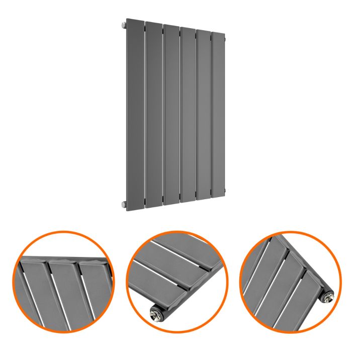 635 x 420mm Anthracite Single Flat Panel Horizontal Radiator 