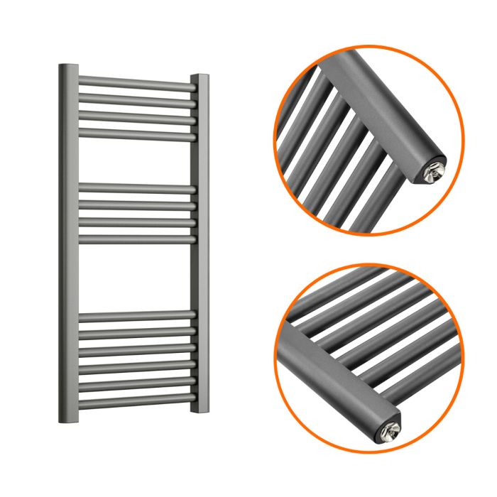 800 x 400mm Straight Anthracite Heated Towel Rail