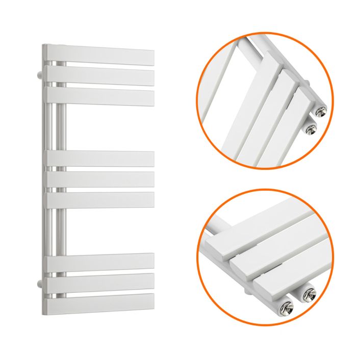 850 x 400mm White Flat Panel Bathroom Towel Radiator