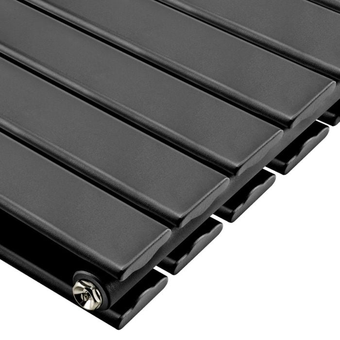 400 x 1400mm Black Double Flat Panel Horizontal Radiator 